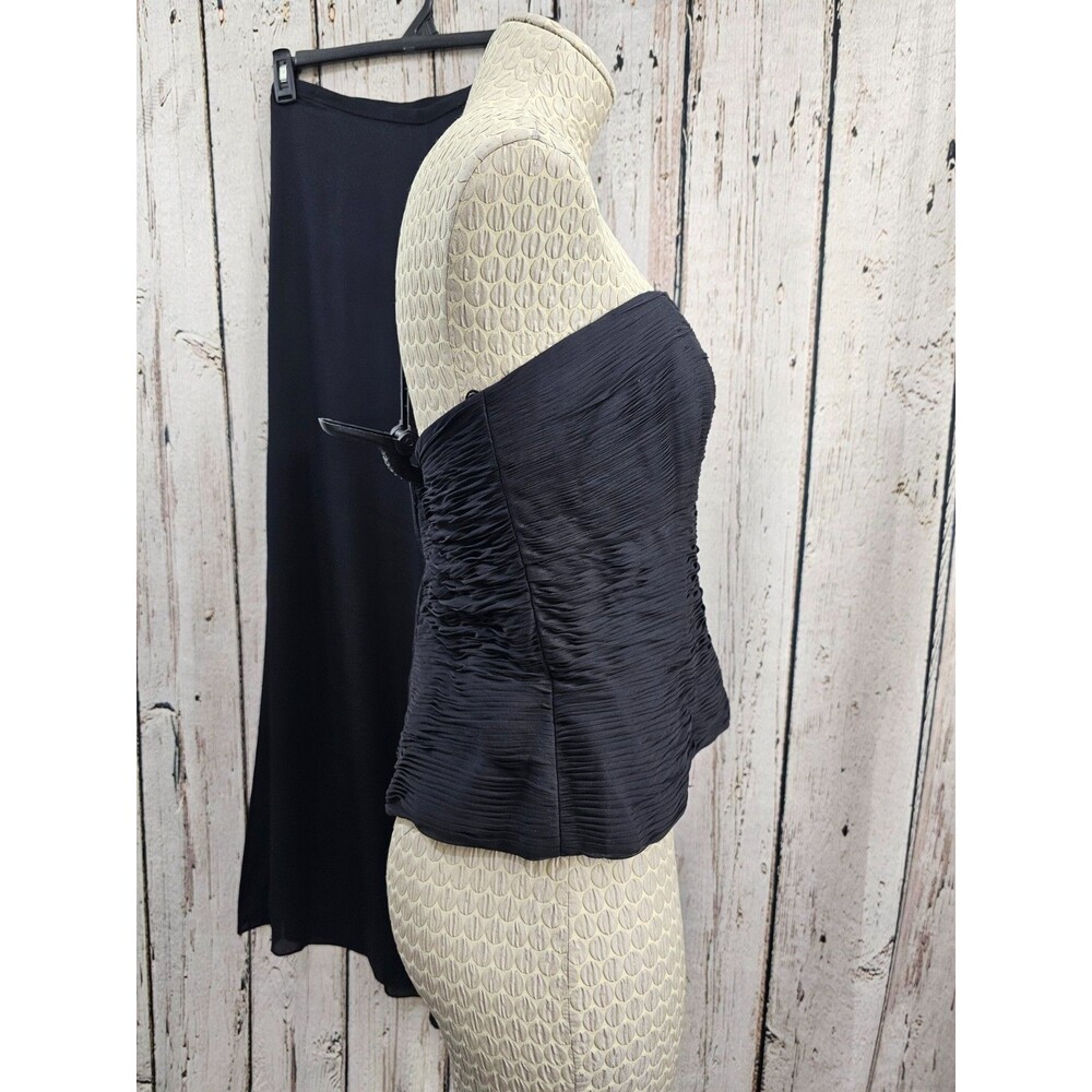 AssAR NY Black 100% Silk Wide Leg Pants Ruched Corset Set Women's 10 EUC - Picture 4 of 10